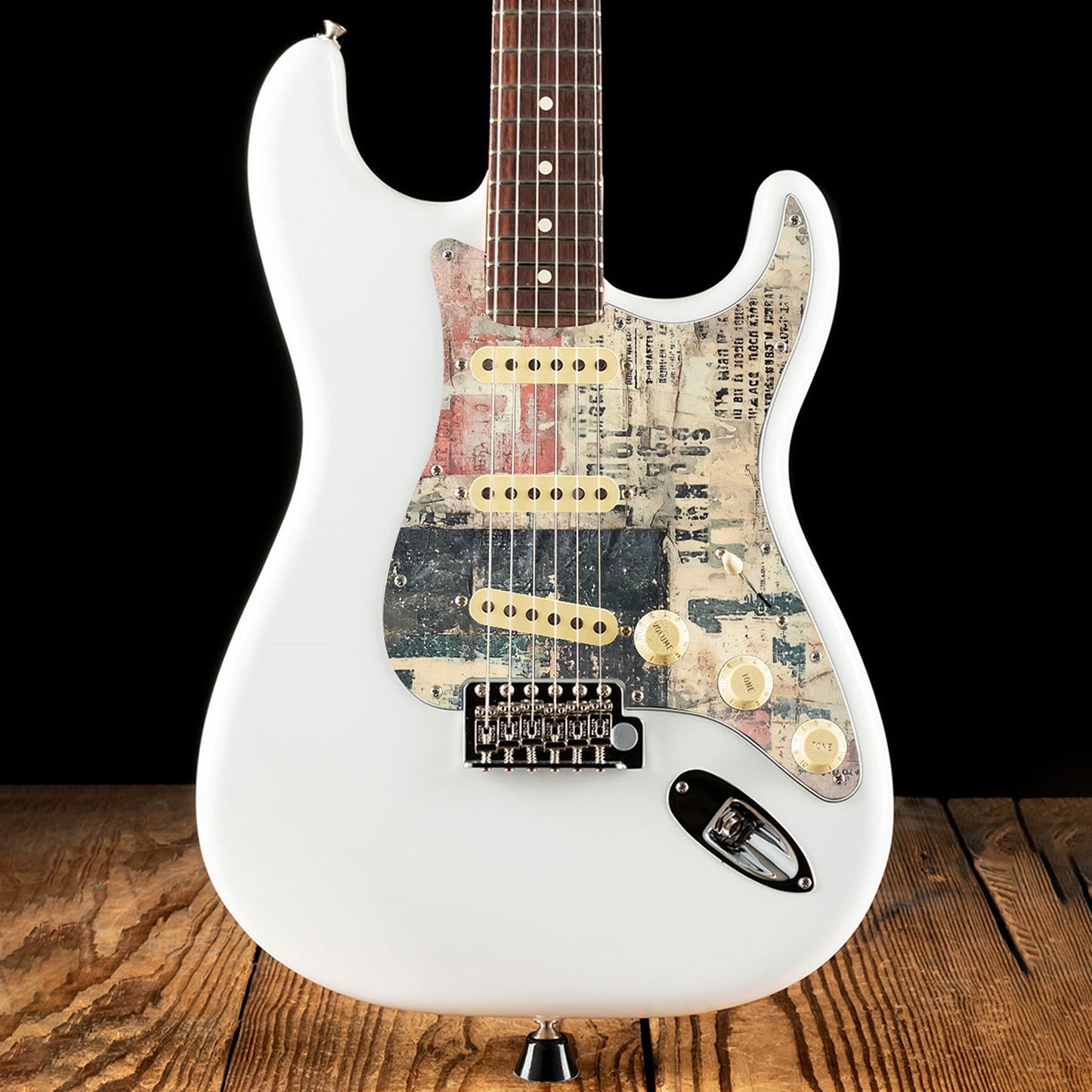 Fender Stratocaster Gitárkoptató - Egyedi Stratocaster pickguard - Rustic Numbers