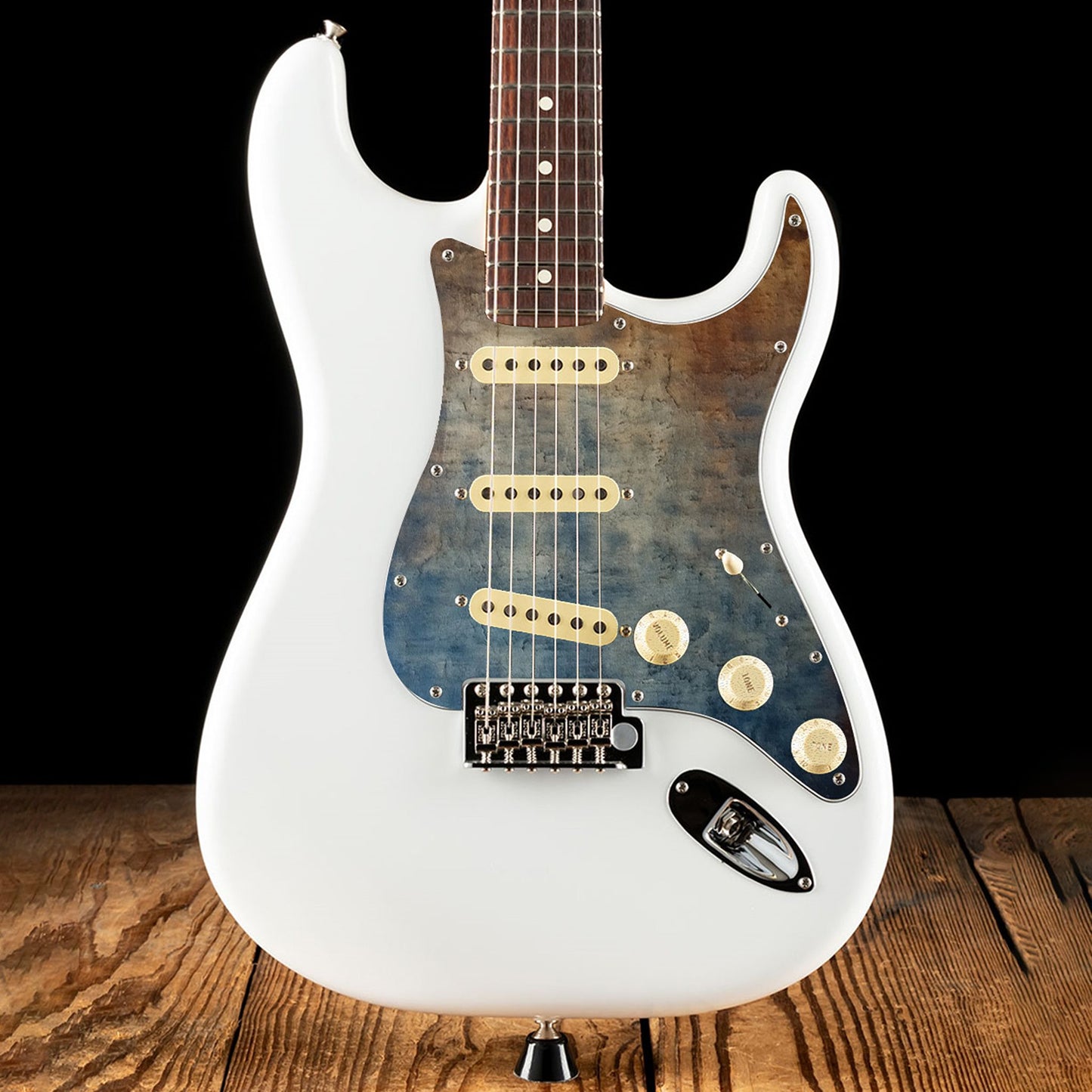 Fender Stratocaster Gitárkoptató - Egyedi Stratocaster pickguard - Rusted Navy Grunge
