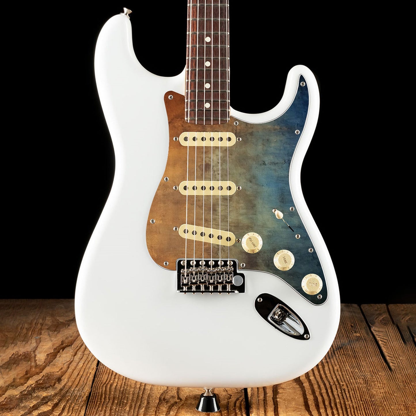 Fender Stratocaster Gitárkoptató - Egyedi Stratocaster pickguard - Rusted Navy Grunge