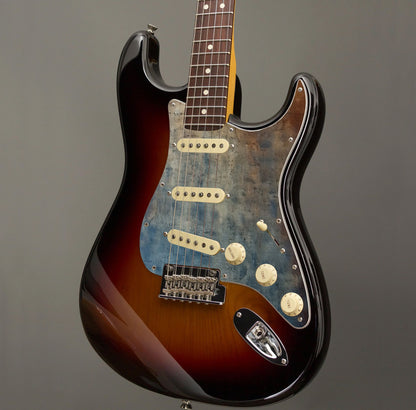 Fender Stratocaster Gitárkoptató - Egyedi Stratocaster pickguard - Rusted Navy Grunge