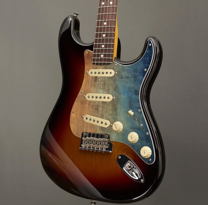 Fender Stratocaster Gitárkoptató - Egyedi Stratocaster pickguard - Rusted Navy Grunge