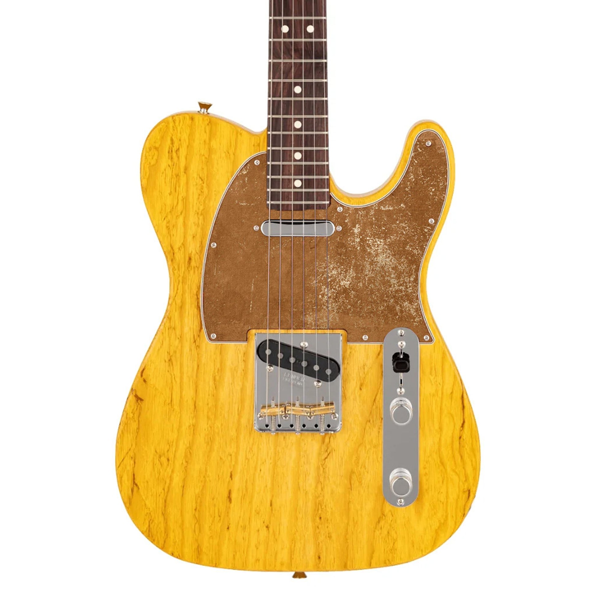Egyedi Fender Telecaster gitár koptató meleg barna árnyalattal, enyhén kopott felülettel és rusztikus textúrával