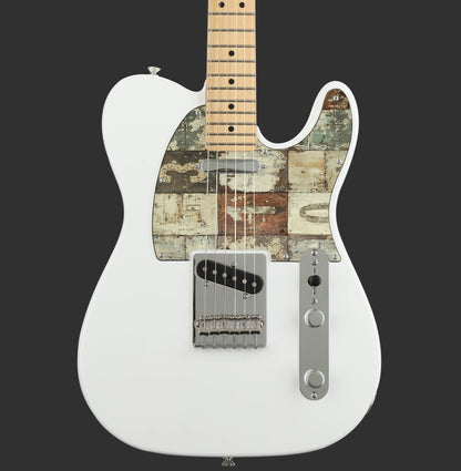 Vintage stílusú Telecaster gitárkoptató kopott számos mintával, egyedi gitárokhoz ideális.
