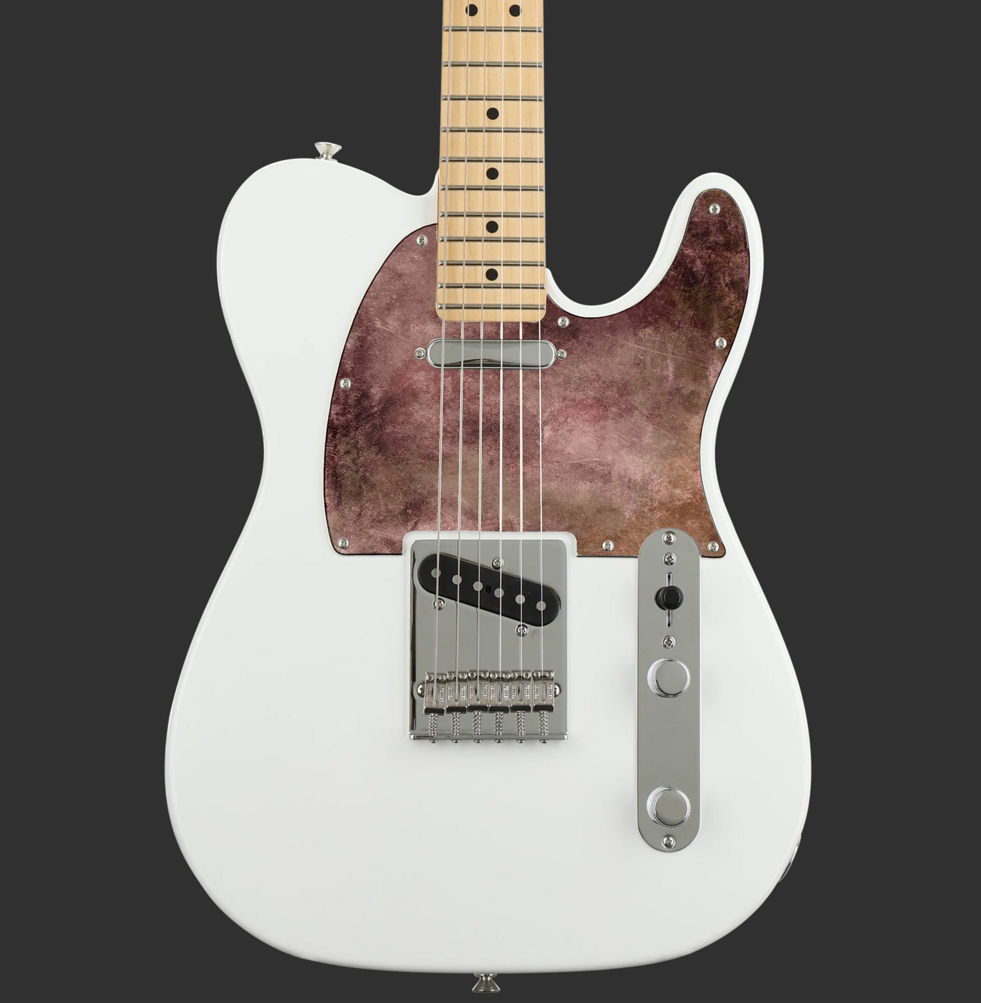 Egyedi Fender Telecaster gitár koptató borvörös és barna árnyalatokkal, enyhén patinás felülettel és rusztikus hatással