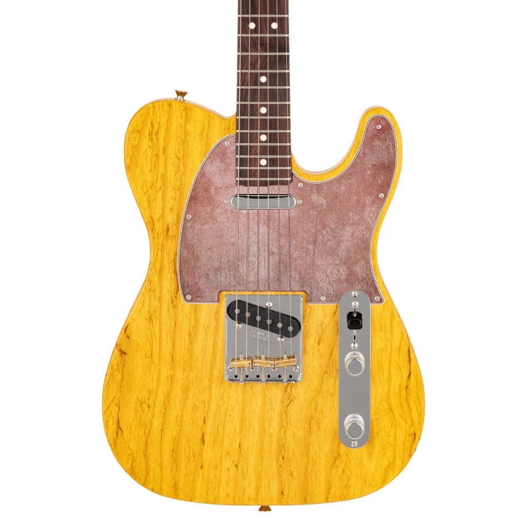 Különleges gitárkoptató Telecasterhez, rozsdás, vöröses textúrával