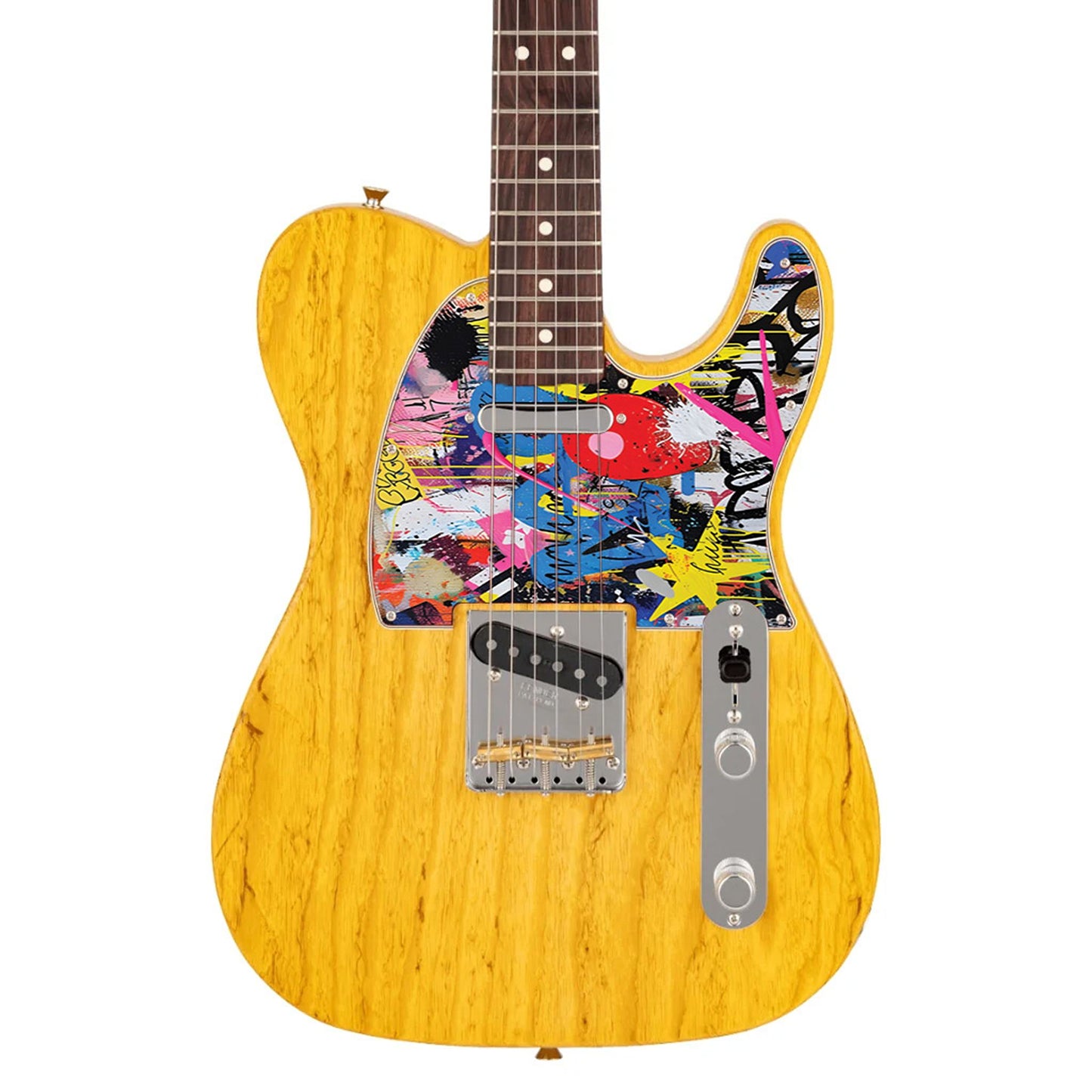 Fender Telecaster Gitárkoptató - Egyedi Telecaster pickguard - Graffiti Backdrop