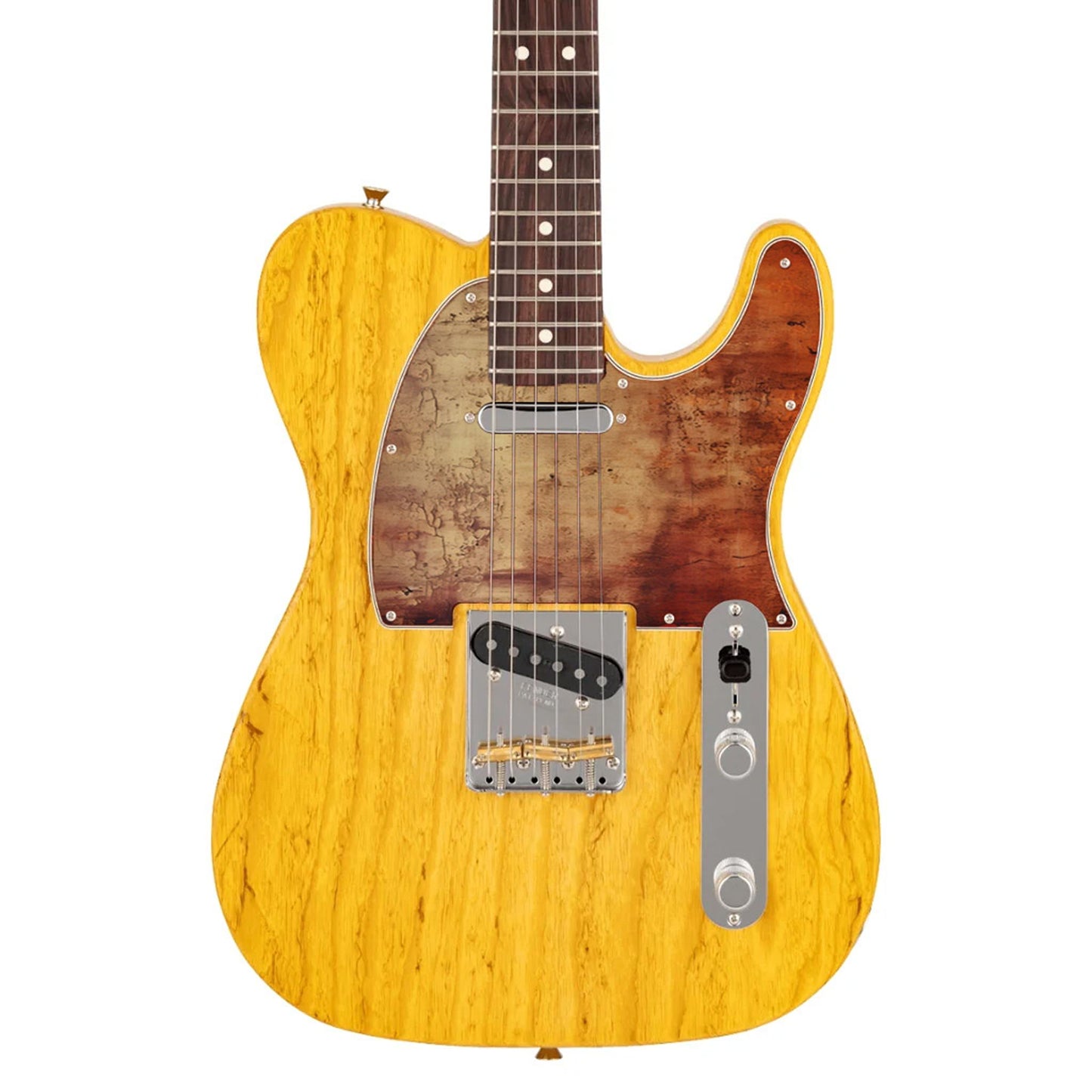 Egyedi Fender Telecaster gitár koptató repedezett, rozsdaárnyalatú textúrával, mélyvörös és barnás tónusokkal