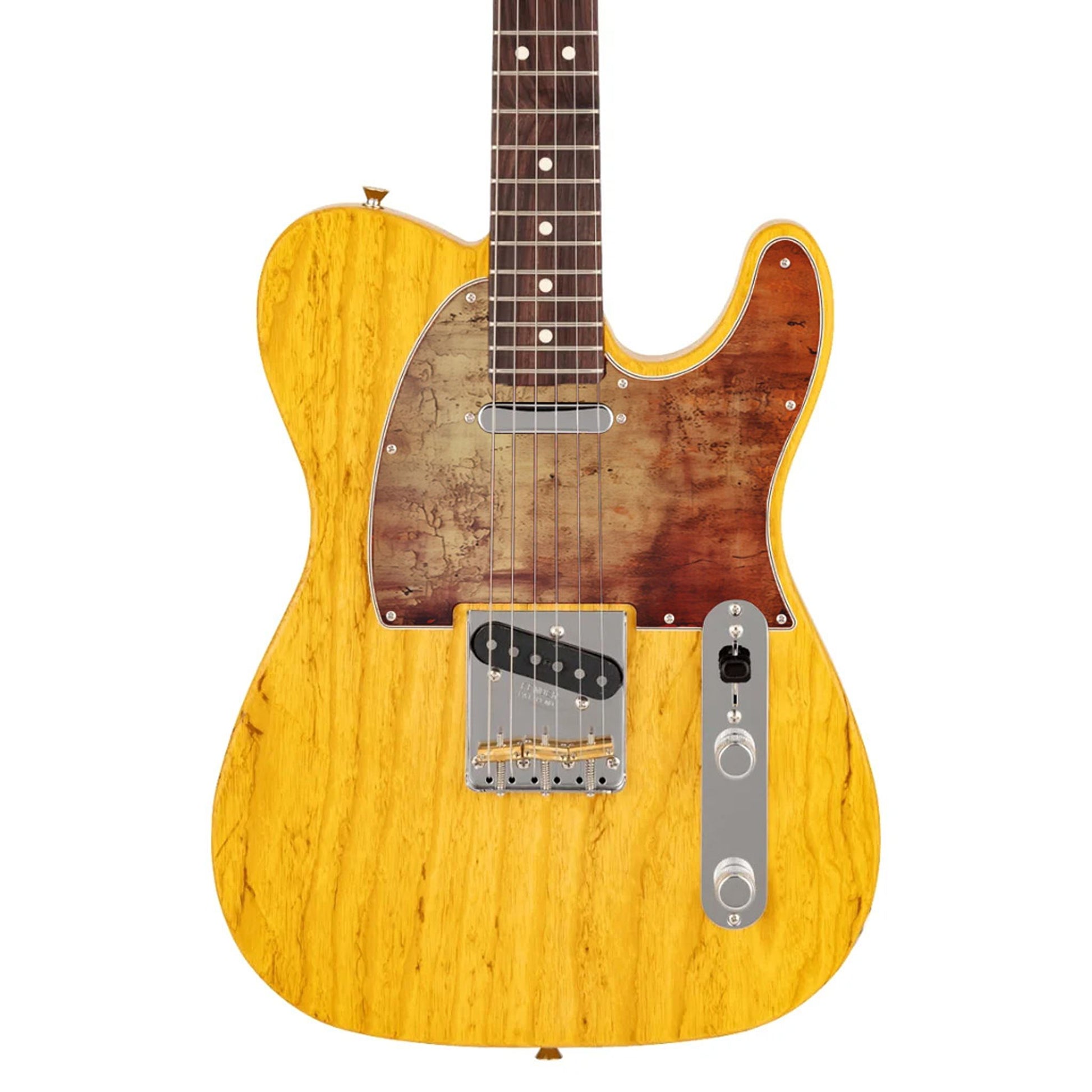 Egyedi Fender Telecaster gitár koptató repedezett, rozsdaárnyalatú textúrával, mélyvörös és barnás tónusokkal