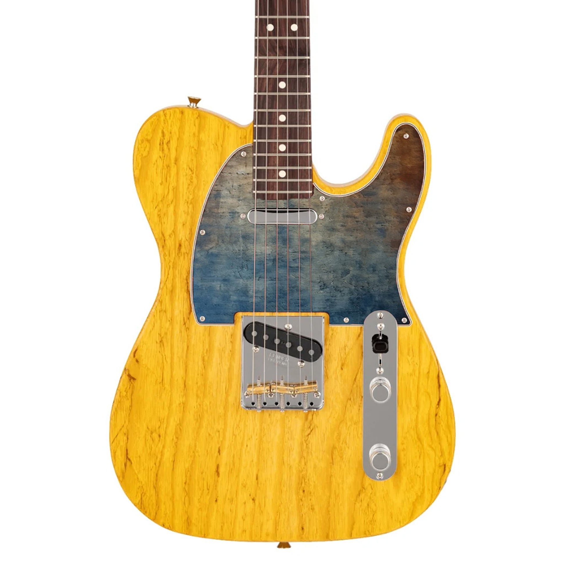 Egyedi Telecaster gitárkoptató színes, grunge stílusú dizájnnal, különleges gitártest dekorációhoz.