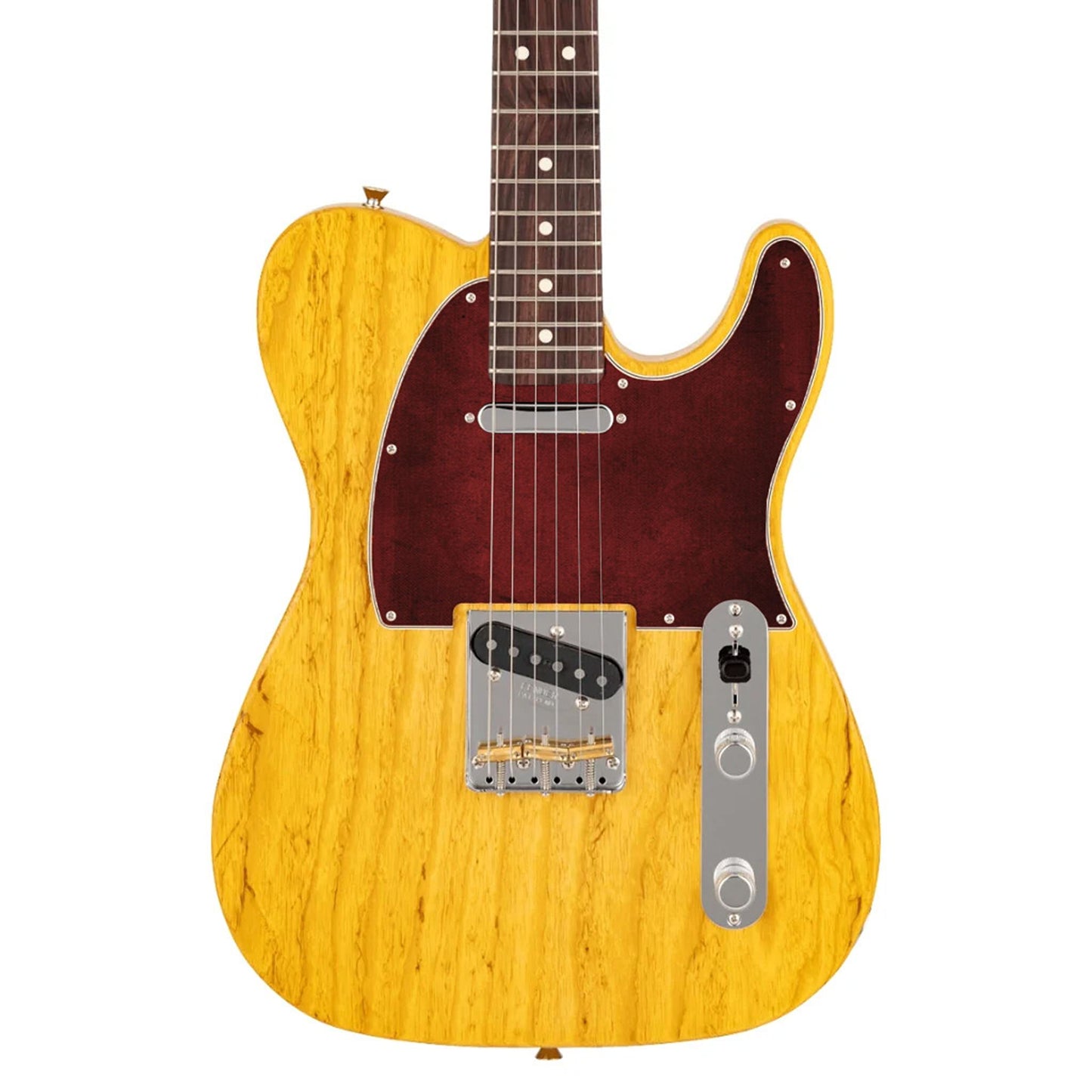 Egyedi Fender Telecaster gitár koptató mélybordó vászonhatású textúrával, finom árnyalatváltásokkal és letisztult vintage stílussal