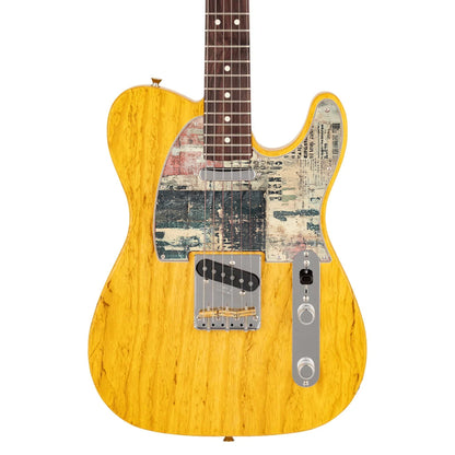 Vintage stílusú Telecaster gitárkoptató kopott számos mintával, egyedi gitárokhoz ideális.