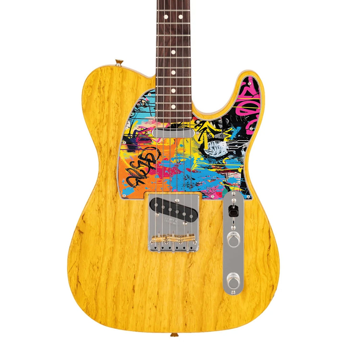 Fender Telecaster Gitárkoptató - Egyedi Telecaster pickguard - Graffiti Backdrop