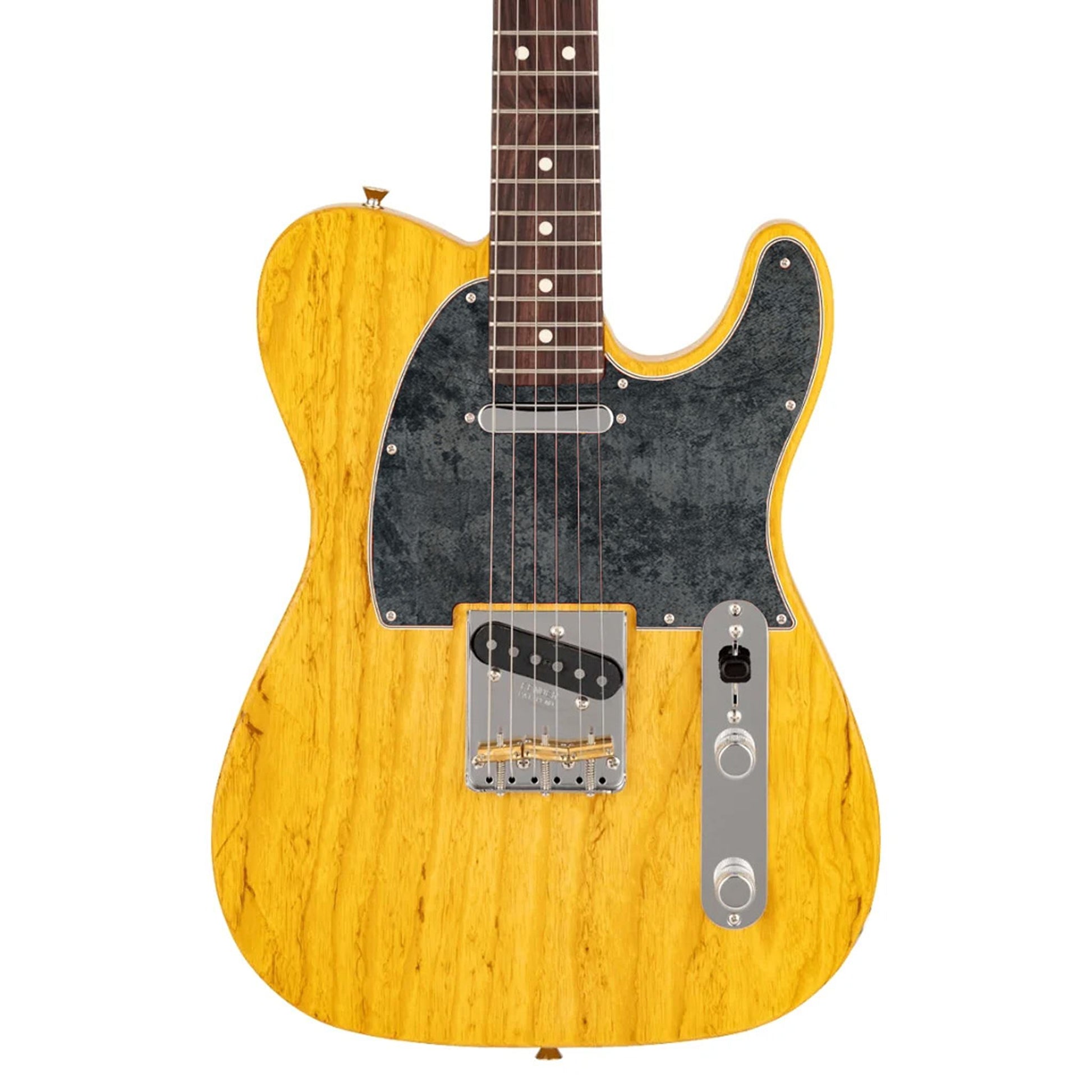 Egyedi Fender Telecaster gitár koptató sötétszürke árnyalattal, érdes textúrával és természetes kopásokkal