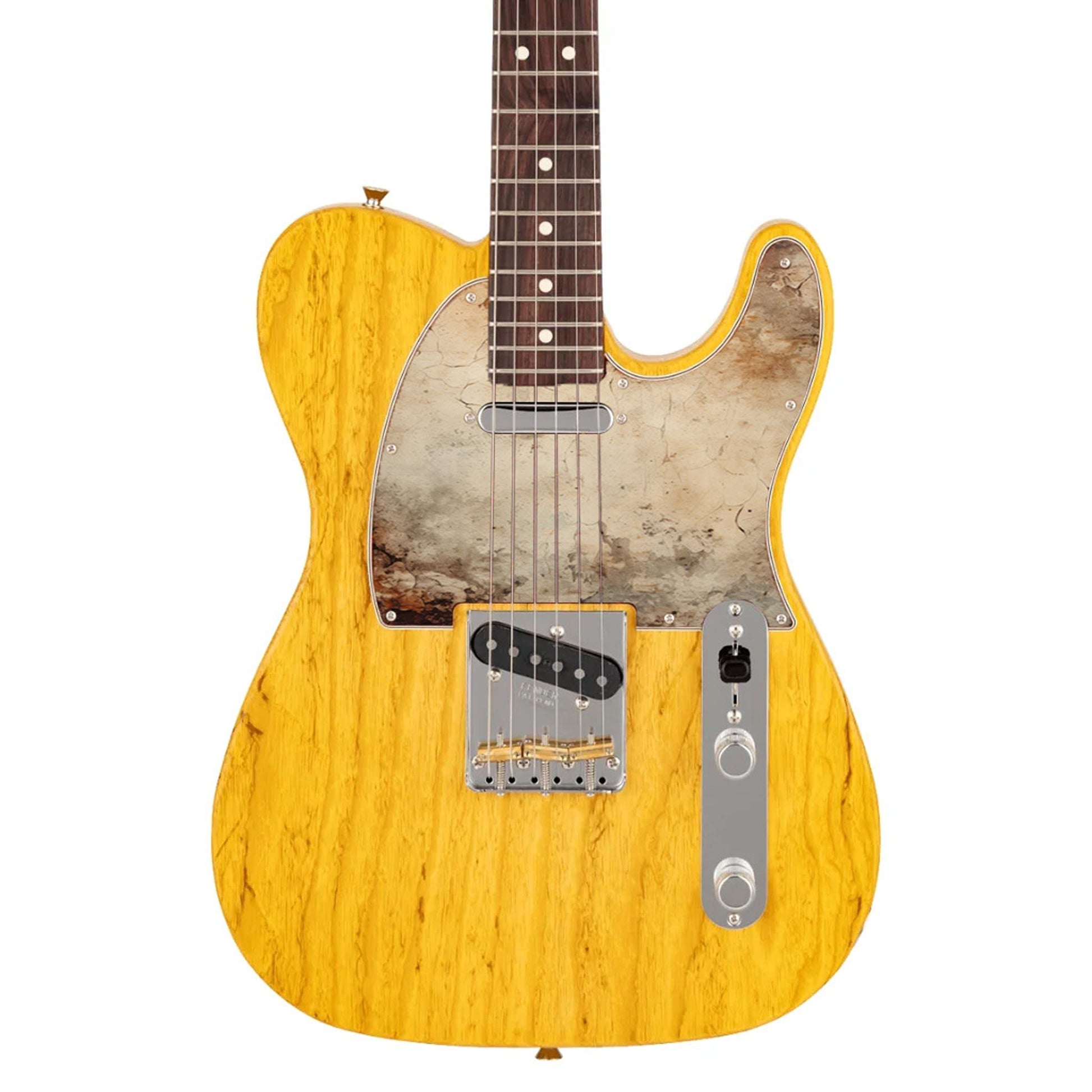 Egyedi Fender Telecaster gitár koptató repedezett, antikolt felülettel, halvány bézs tónusokkal és sötétebb foltokkal