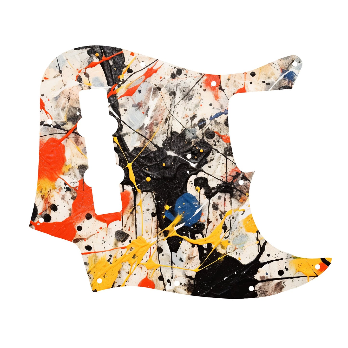 Fender Jazz Bass gitár koptató - Egyedi Jazz Bass pickguard 4 húros basszusgitárhoz - Pollock Inspired