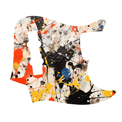 Fender Jazz Bass gitár koptató - Egyedi Jazz Bass pickguard 4 húros basszusgitárhoz - Pollock Inspired