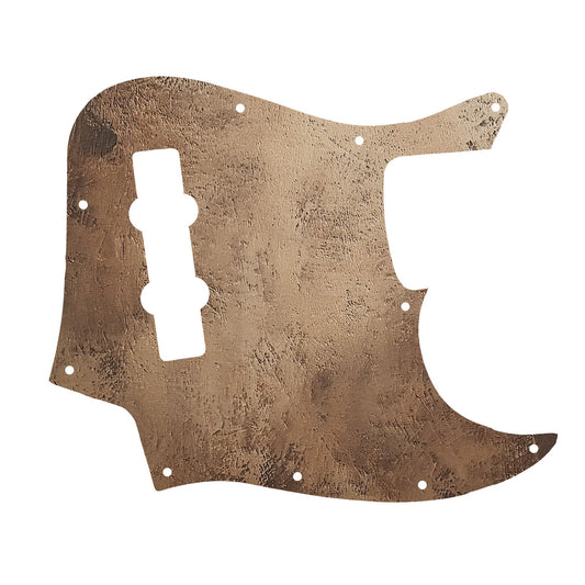 Egyedi Fender Jazz Bass gitár koptató érdes, fémes hatású felülettel, amely masszív és egyedi dizájnt kölcsönöz