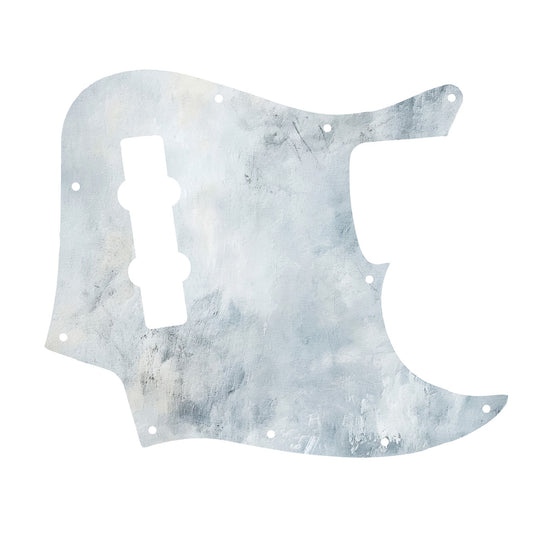 Egyedi Jazz Bass gitár koptató akvarell hatású, éteri fehér-kék színátmenettel, amely egyedi és modern dizájnt kölcsönöz