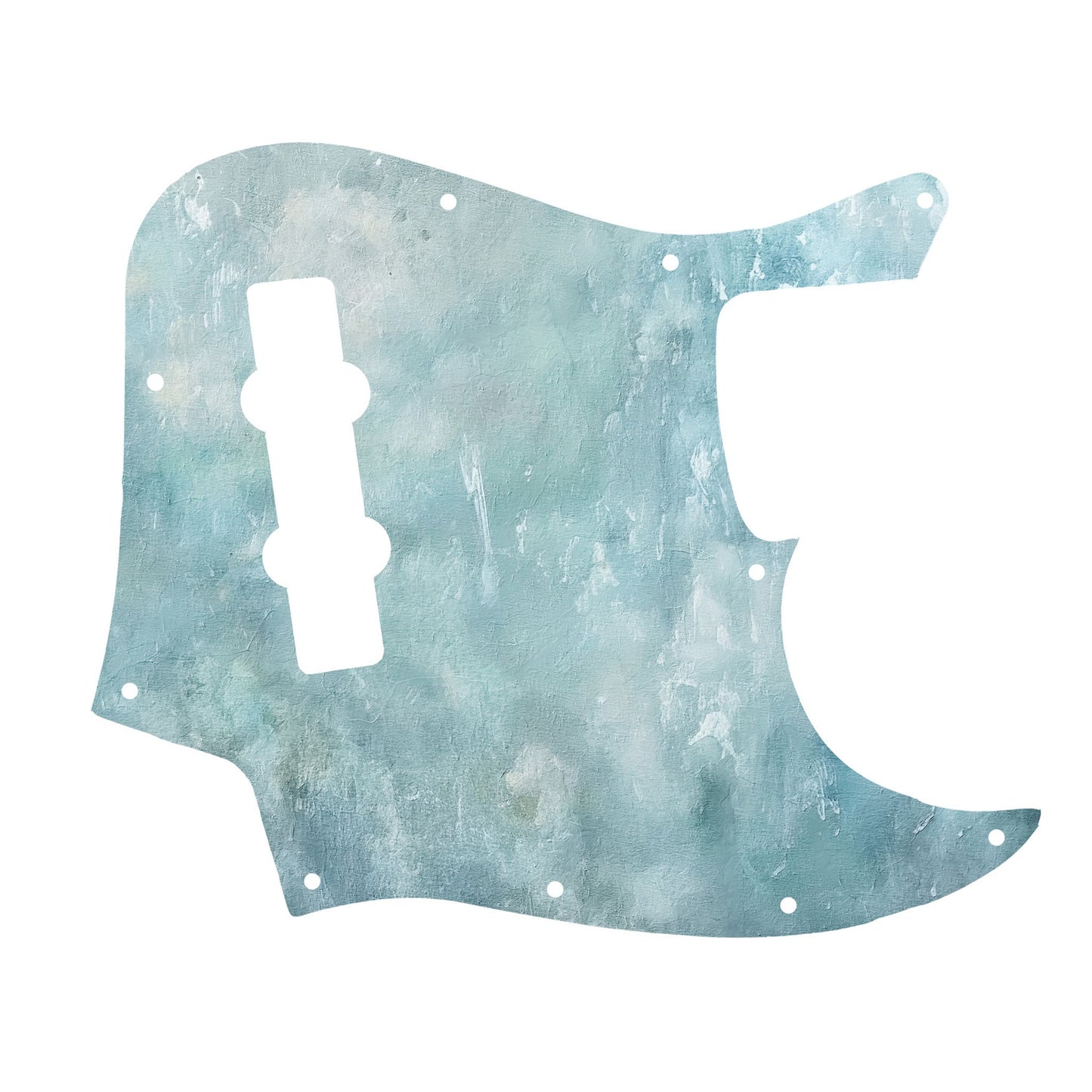 Egyedi Jazz Bass gitár koptató tengeri ihletésű, lágy színátmenetes felülettel, amely elegáns és modern hatást kelt