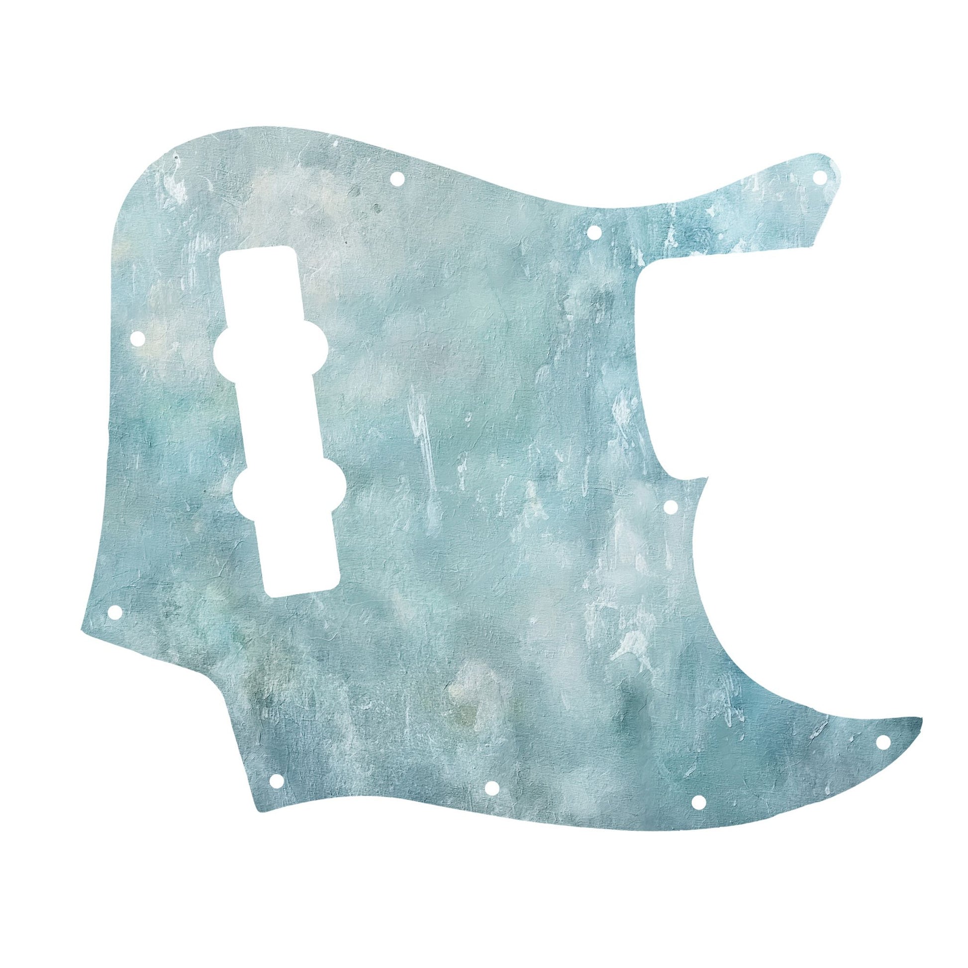 Egyedi Jazz Bass gitár koptató tengeri ihletésű, lágy színátmenetes felülettel, amely elegáns és modern hatást kelt