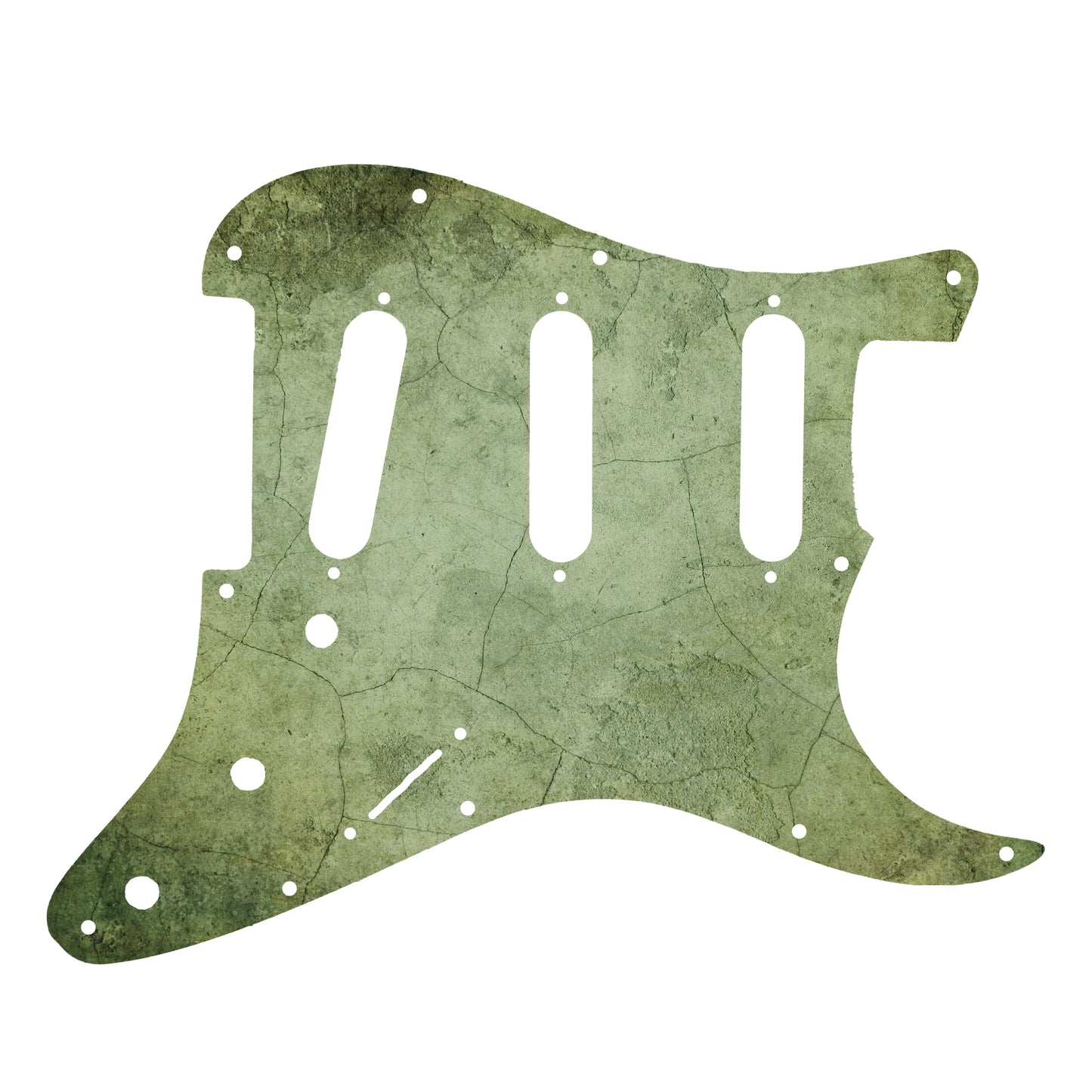Egyedi Stratocaster koptató földszínű, kőhatású mintázattal, amely egyedi és karakteres dizájnt biztosít